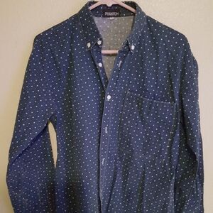 Phantom Women's Blue Denim Look Causal Button Down Shirt Size Medium